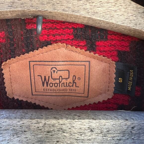 Vintage 80s 90s Woolrich maroon orange Tribal Aztec Southwestern Blanket Coat - Picture 7 of 10